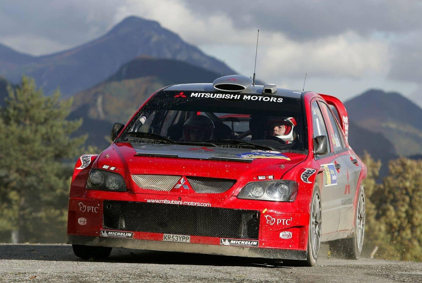 D.Solà/X.Amigó, Mitsubishi Lancer WRC04, Rally Catalunya 2004, 6th - picture by François Flamand/DPPI via Mitsubishi Motorsport Corp.