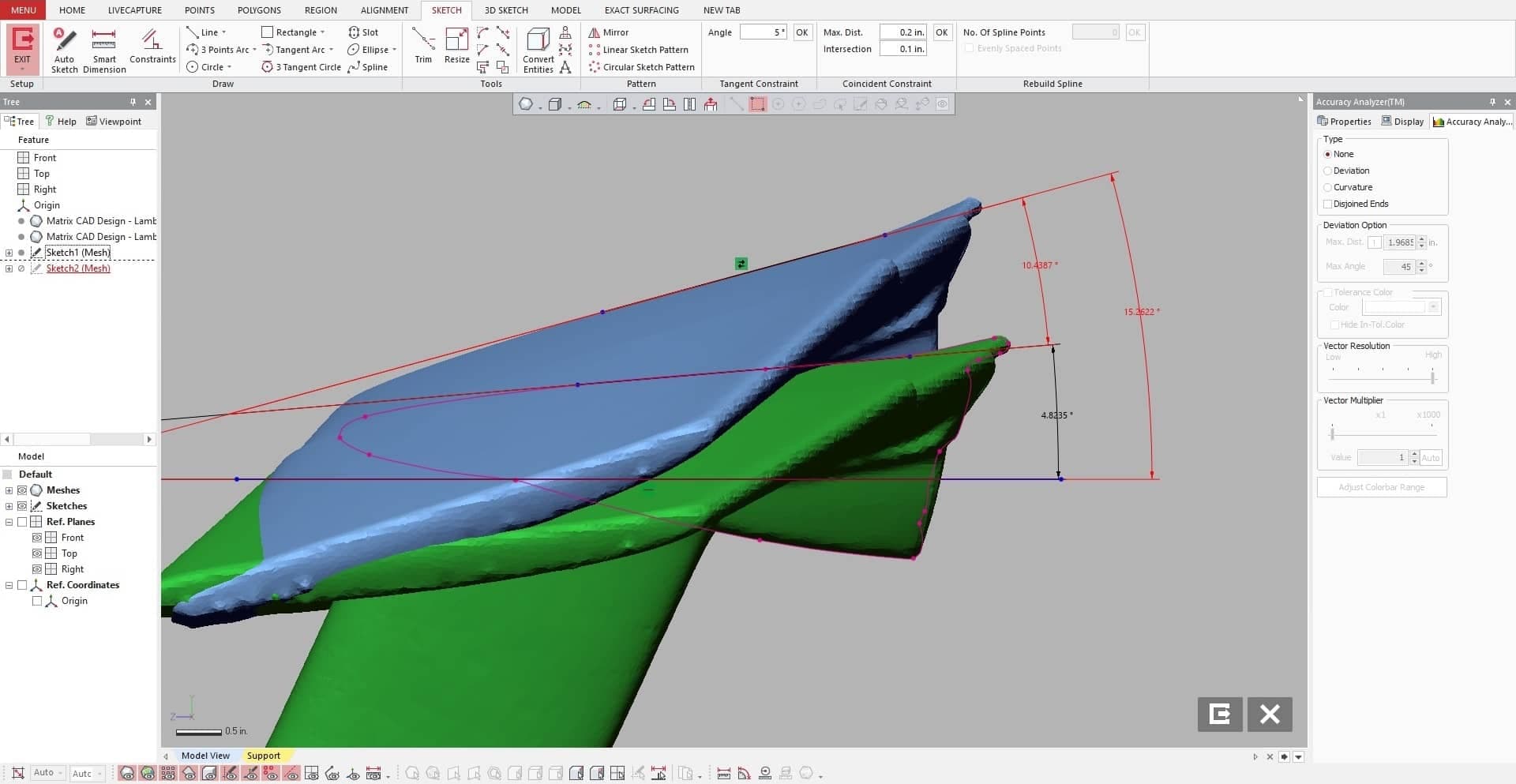 Rear wing angle difference