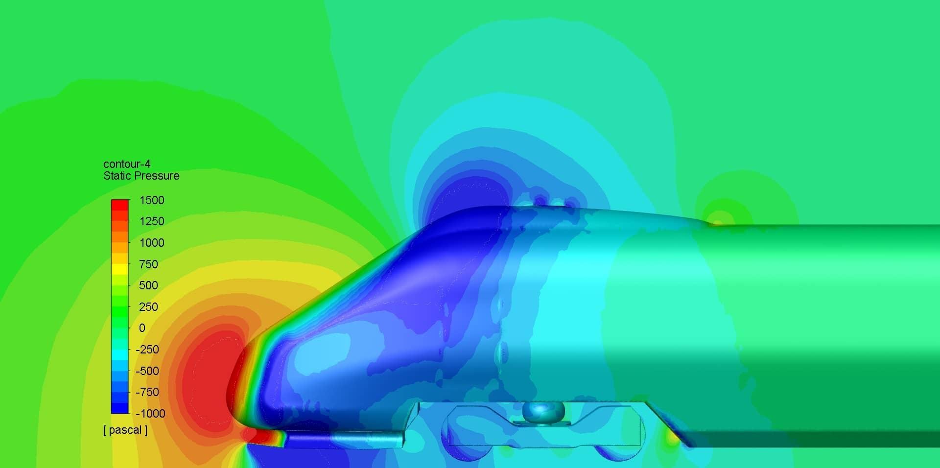 Static pressure at the front of the CAF Oaris train - Image credit: CAF